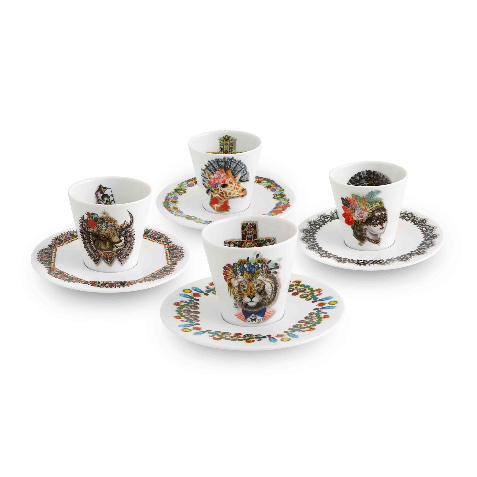 Vista Alegre Christian Lacroix - Love Who You Want Expresso Cups And Saucers By Christian Lacroix - Set of 4