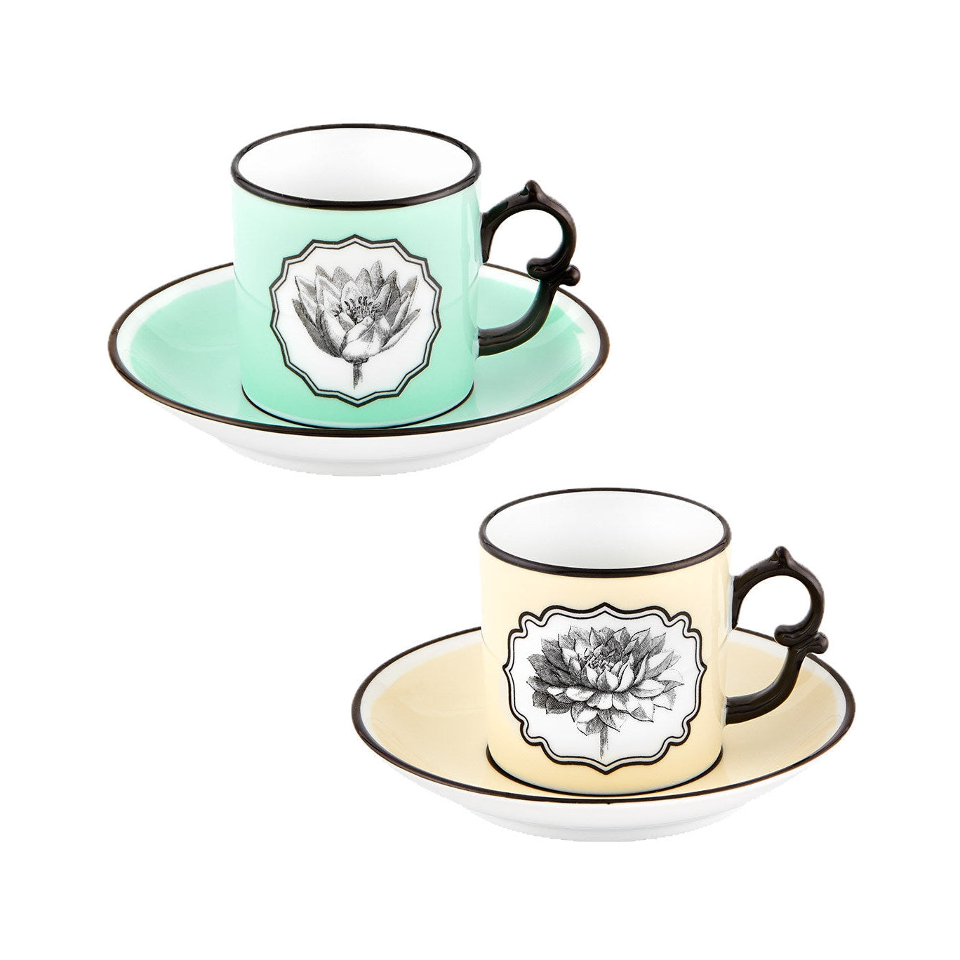 Vista Alegre Christian Lacroix - Herbariae Coffe Cups And Saucer Yellow And Green By Christian Lacroix - Set of 2