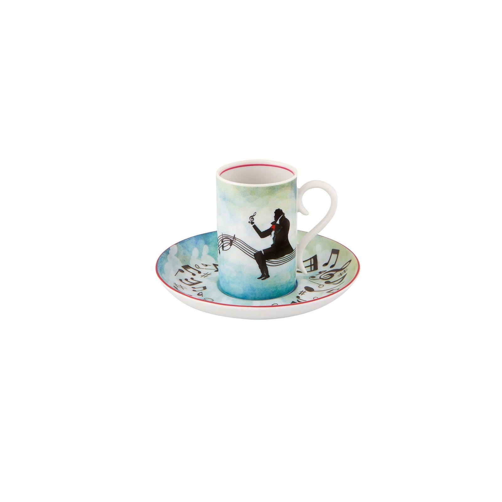 Vista Alegre Fur Beethoven Coffee Cups & Saucer By Fatinha Ramos - Set of 4