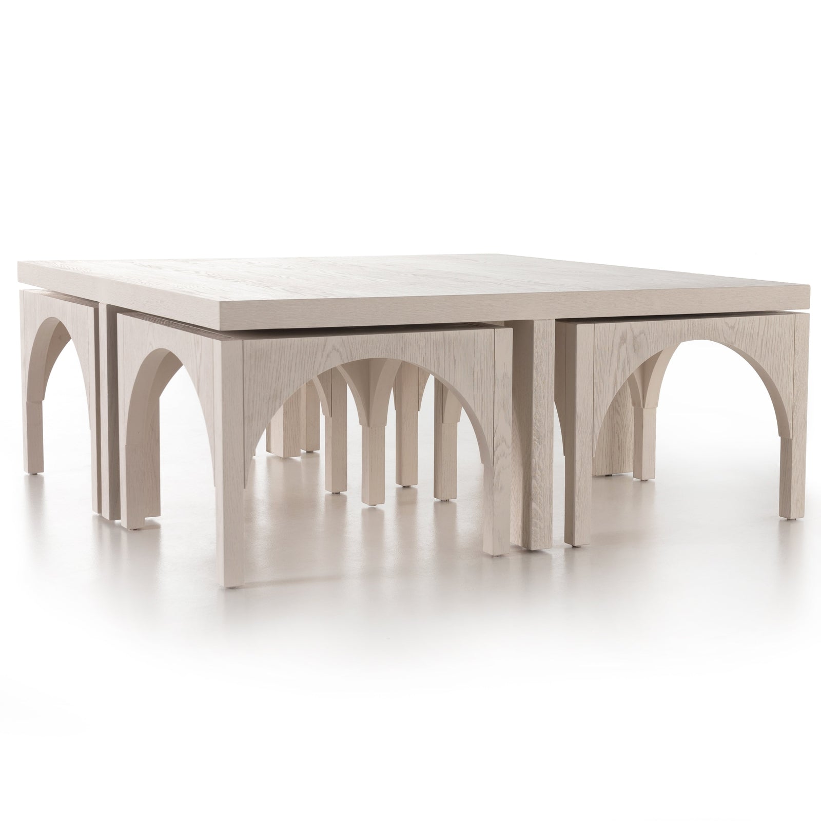 Four Hands Amara Coffee Table with Nesting Arch Seats