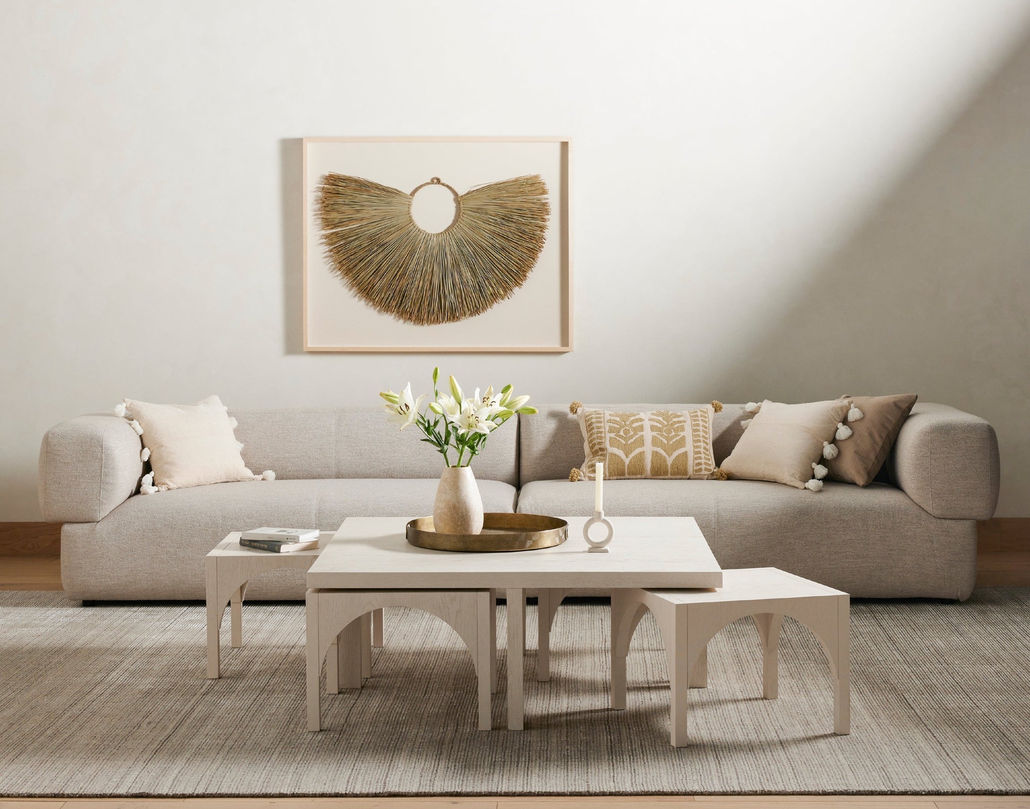 Four Hands Amara Coffee Table with Nesting Arch Seats