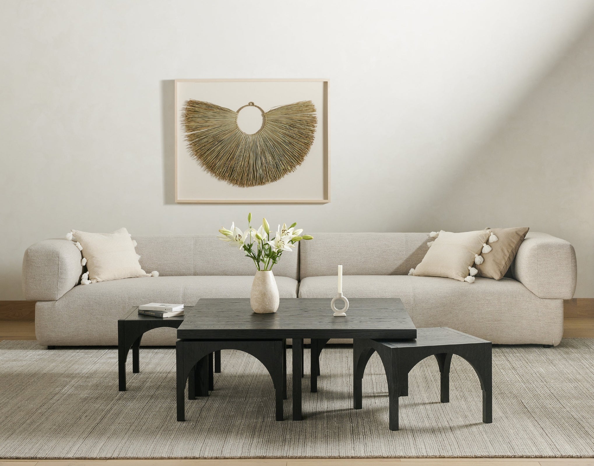 Four Hands Amara Coffee Table with Nesting Arch Seats