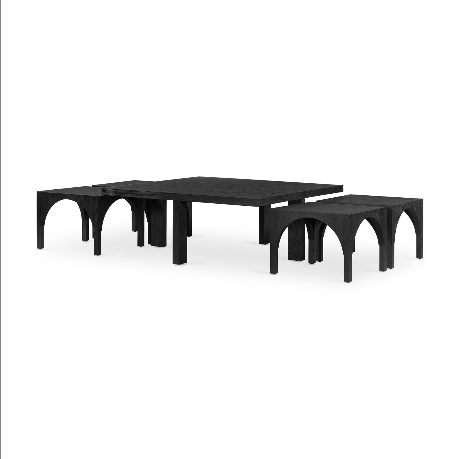 Four Hands Amara Coffee Table with Nesting Arch Seats