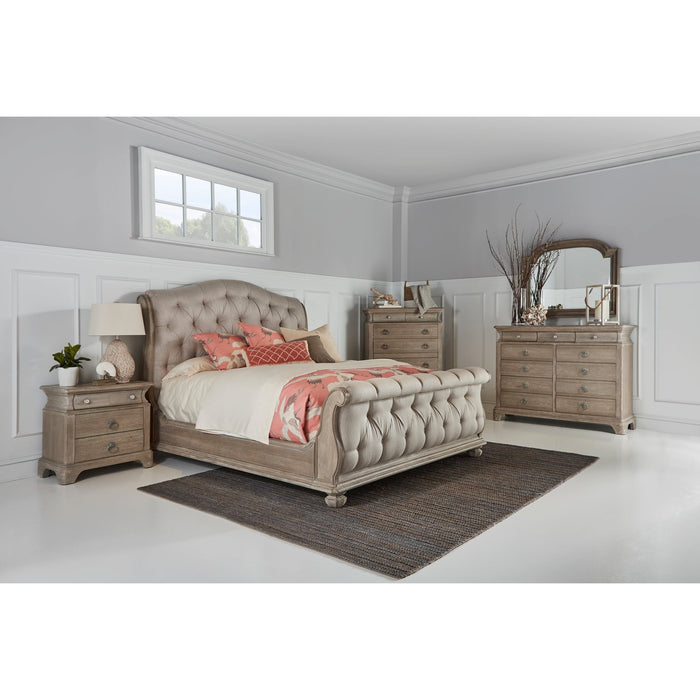 ART Furniture Summer Creek Shoals Upholstered Tufted Sleigh Bed