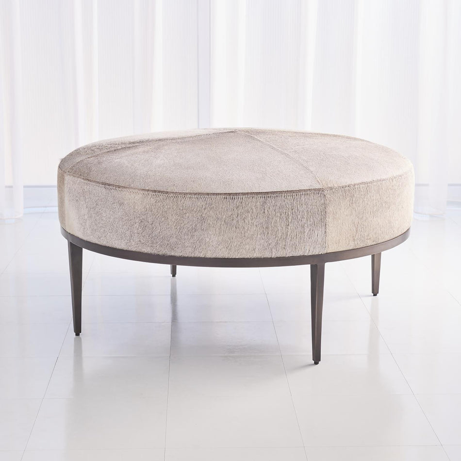 Global Views Urban Ottoman with Hair-on-Hide