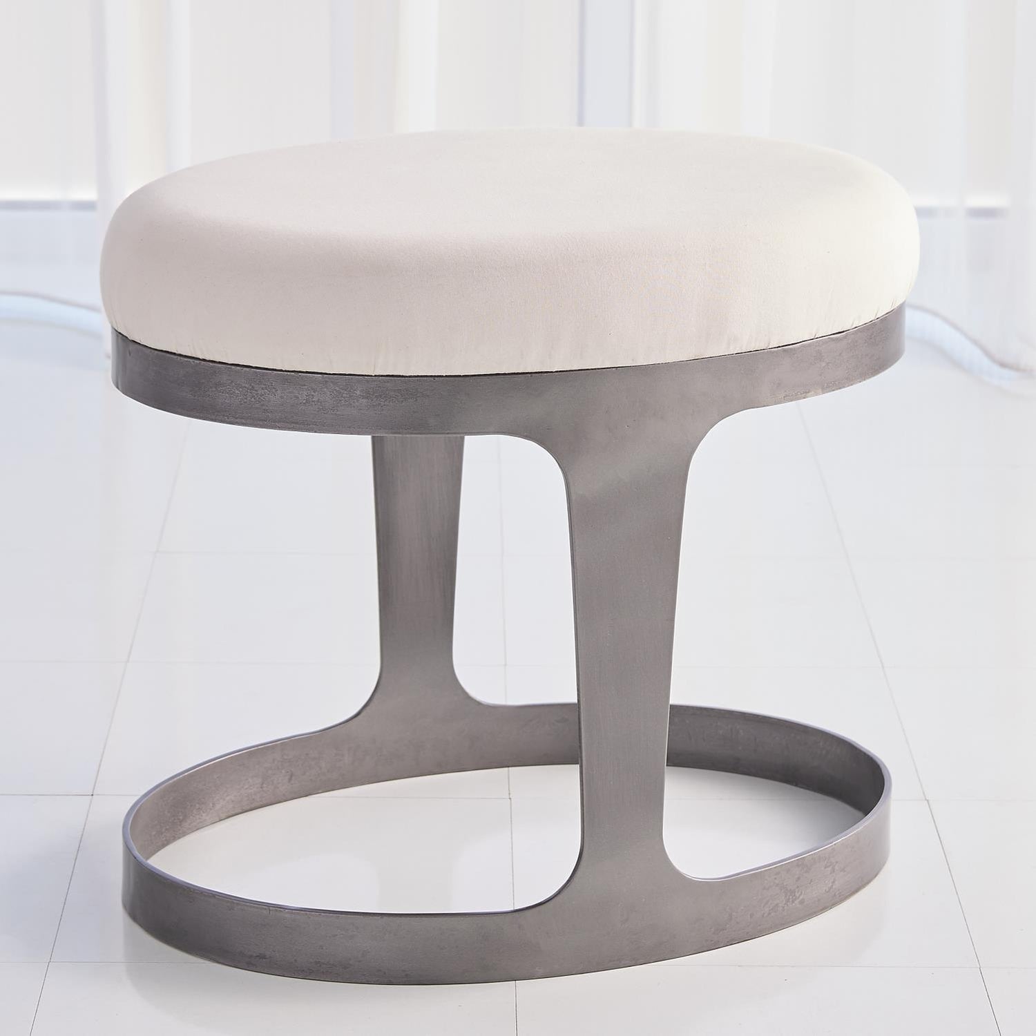 Global Views Oslo Stool with Muslin Cushion