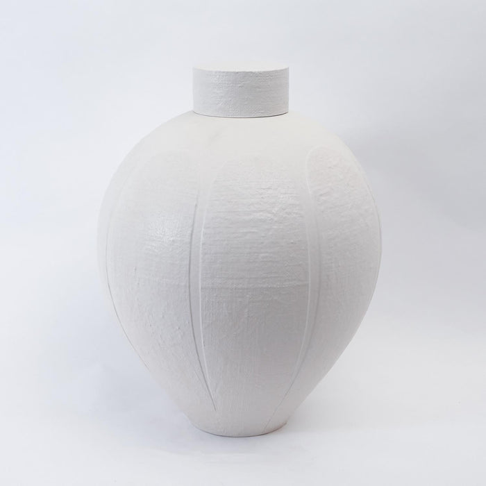 Global Views Linen Jar-Soft White