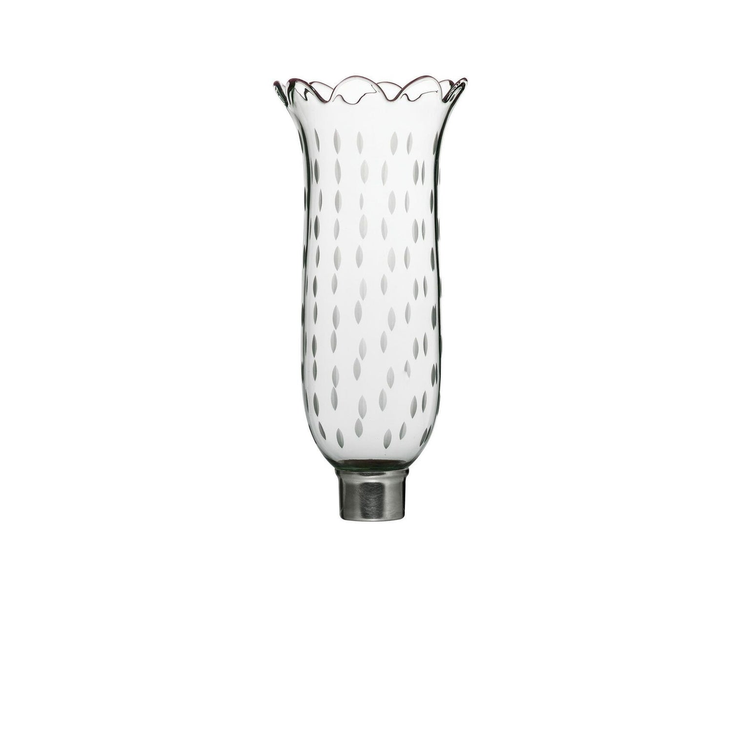 Baccarat Tulipe Hurricane Shade Scalloped Top Rice Grain