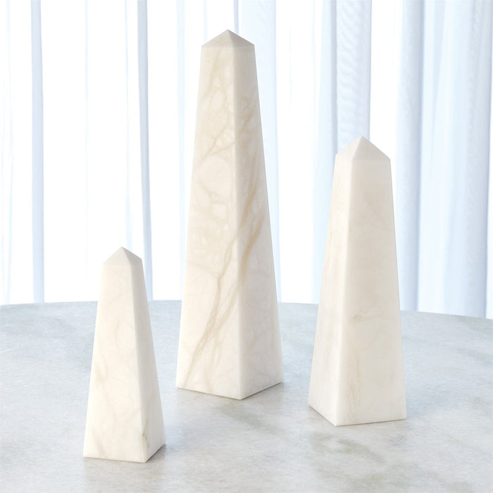 Global Views Alabaster Obelisque White