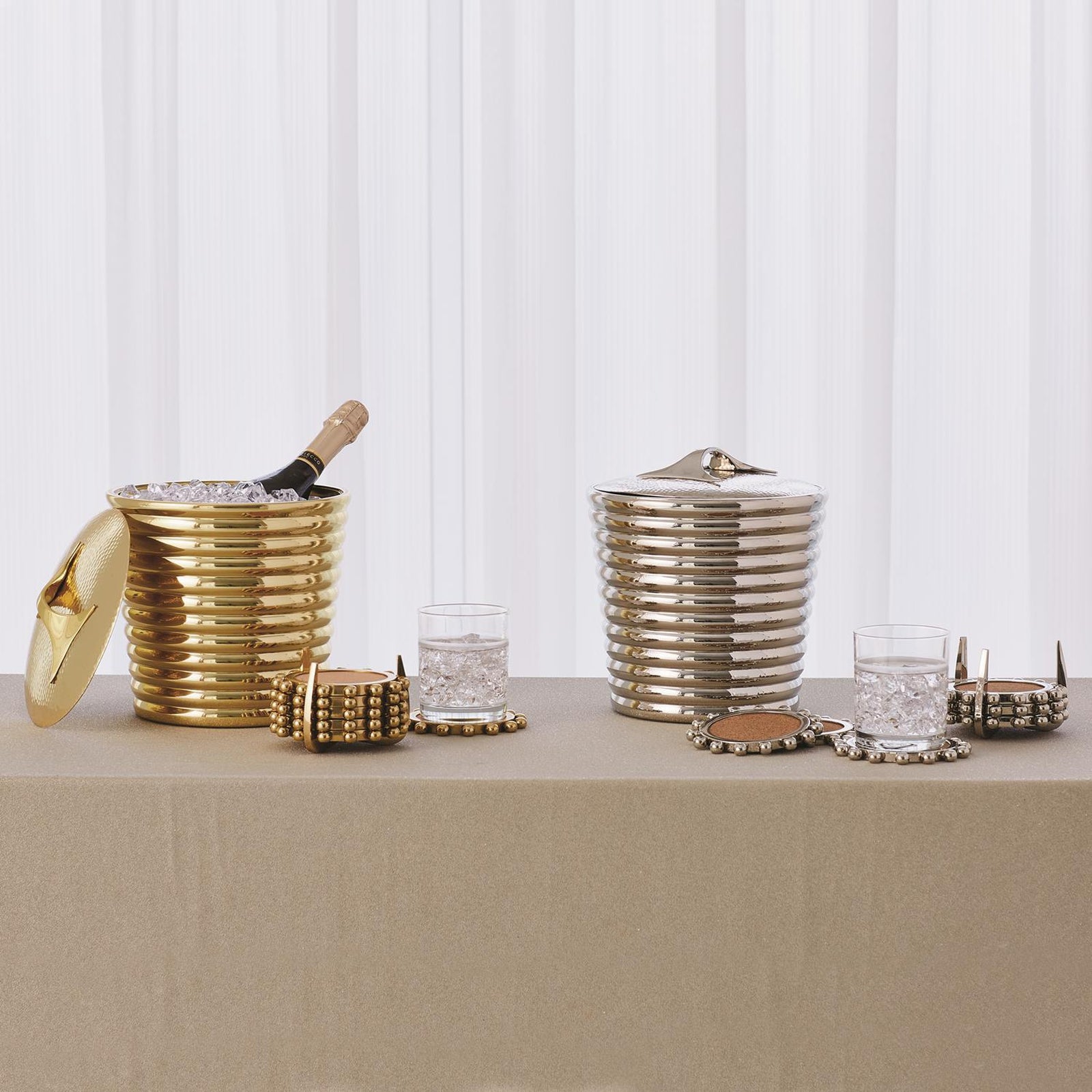 Global Views Starburst Crown Coasters-Brass