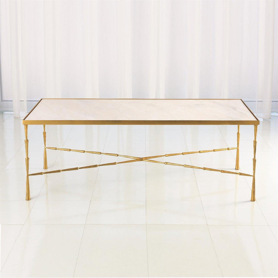 Global Views Spike Cocktail Table with Marble Top