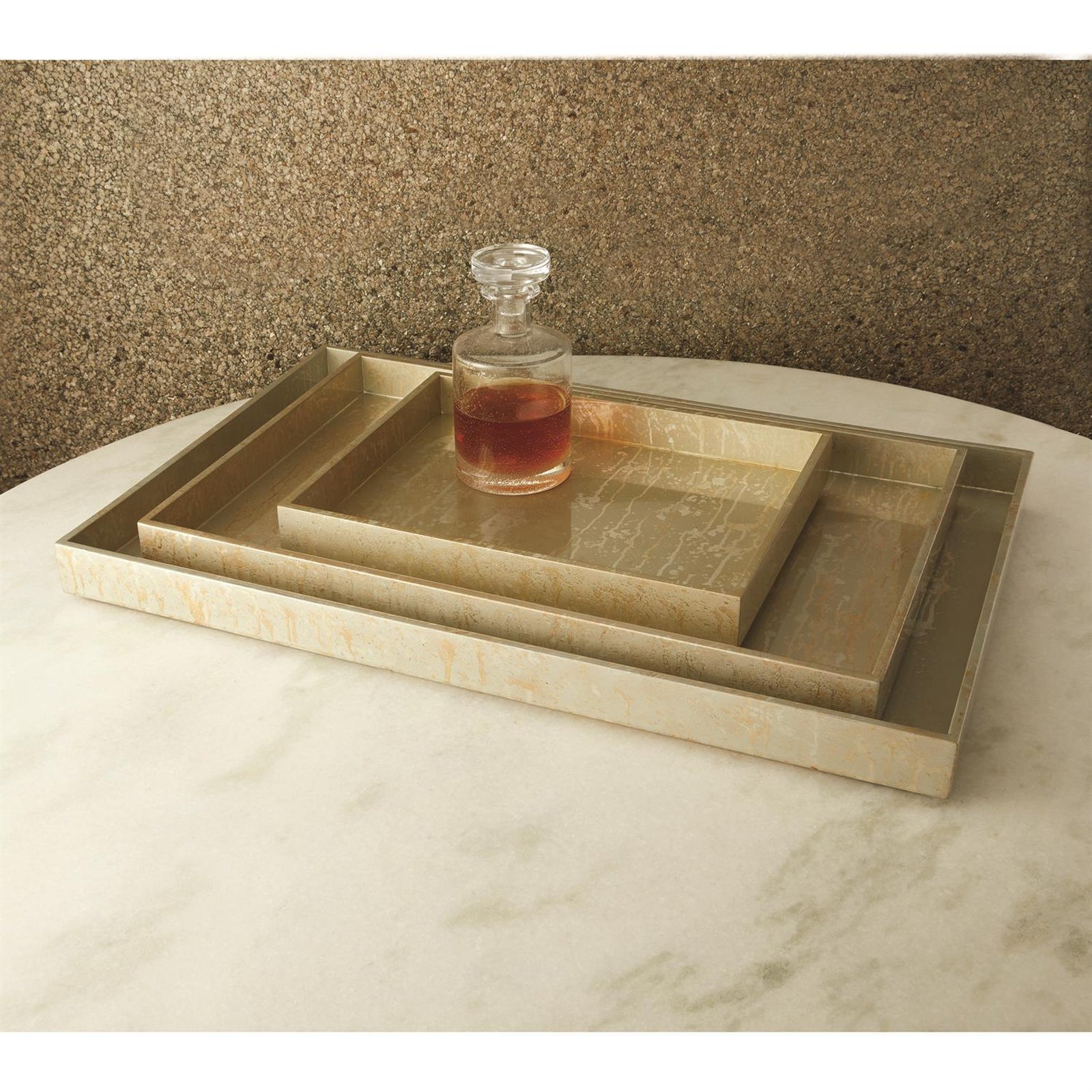 Global Views Champagne Silver Leaf Rectangle Tray