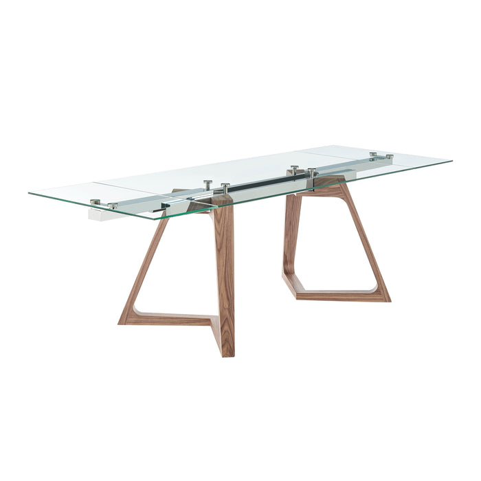 Euro Style Donar 95" Extension Dining Table in Clear Tempered Glass Top