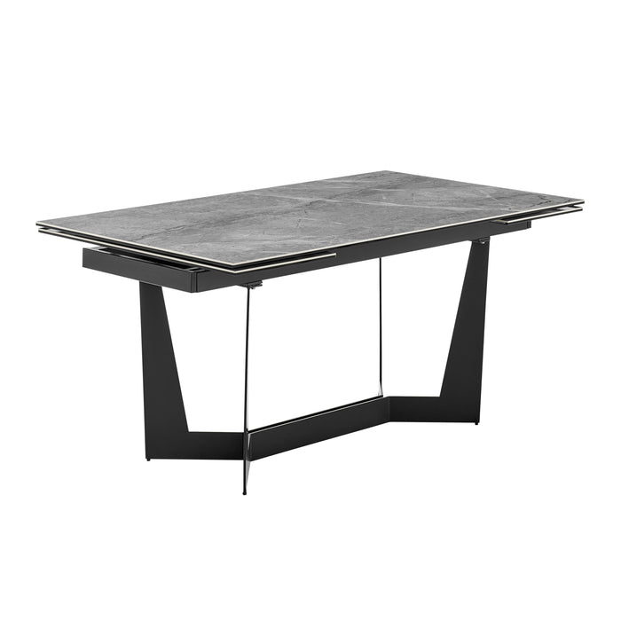 Euro Style Mateo 95" Extension Dining Table in Venice Gray Ceramic Glass Top