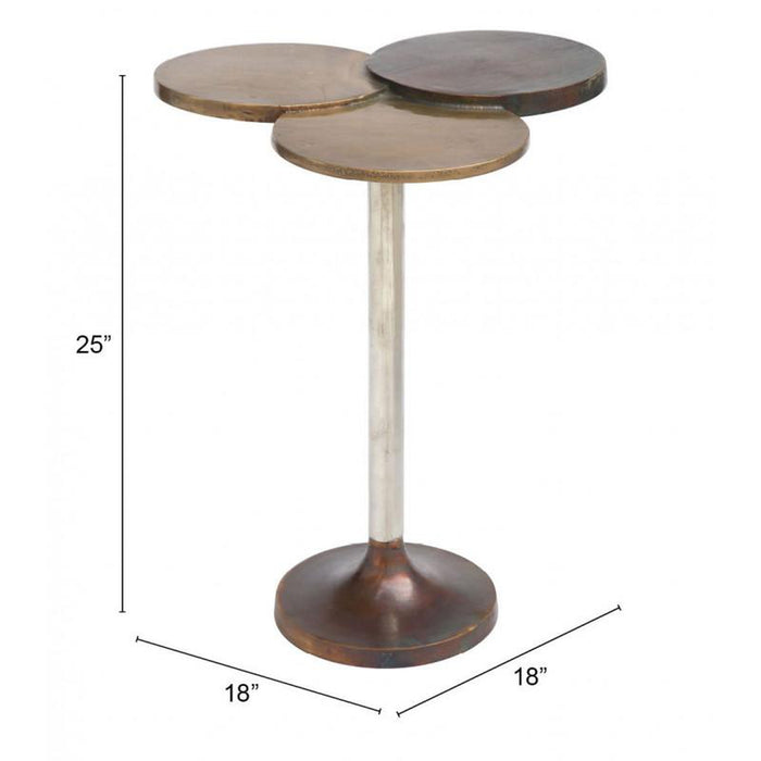 Zuo Dundee Accent Table Antique Brass