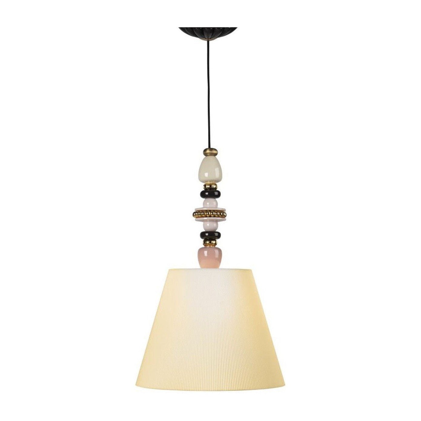 Lladro Firefly Ceiling Lamp Pink and Golden Luster US
