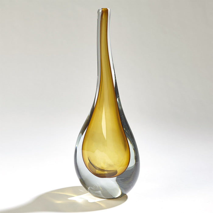 Global Views Stretched Neck Vase-Amber