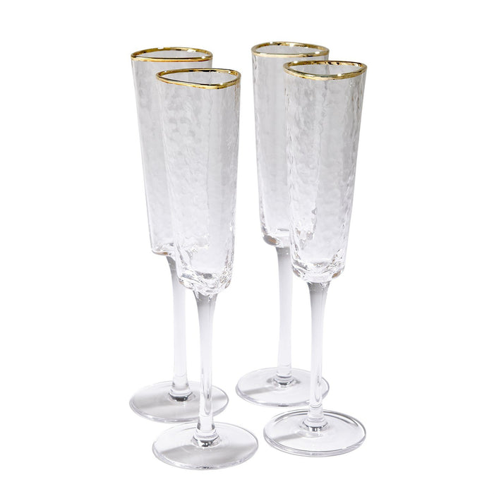 Global Views Hammered Champagne Glasses - Set of 4