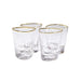 Global Views Hammered Clear Glasses with Gold Rim - Set of 4