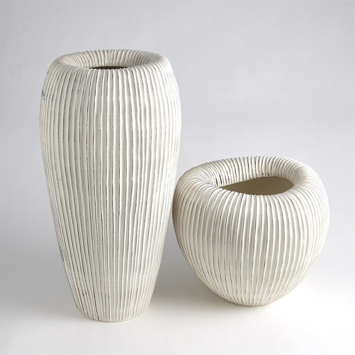 Global Views Baleen Vase-Ivory w/Brown Edges