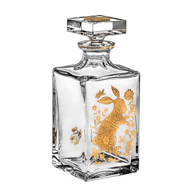 Vista Alegre Golden Whisky Decanter with Gold Rabbit
