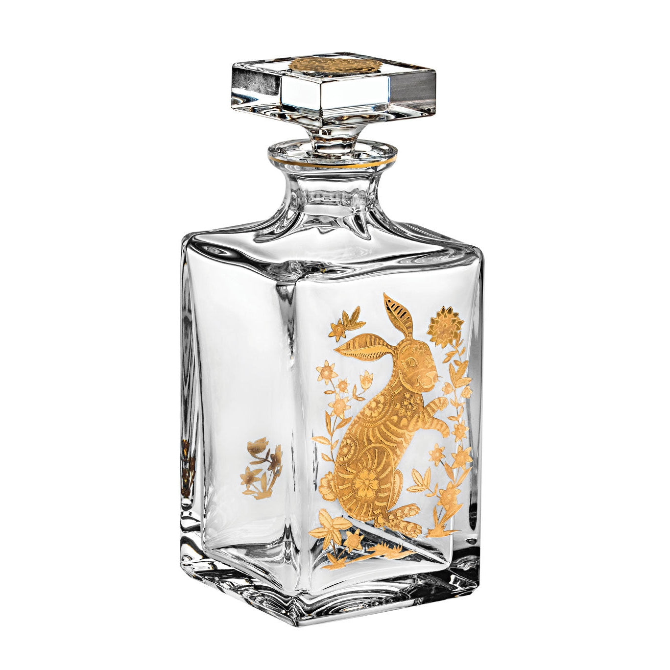 Vista Alegre Golden Whisky Decanter with Gold Rabbit
