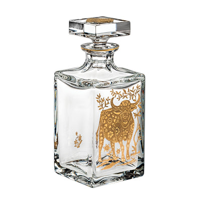 Vista Alegre Golden Whisky Decanter with Gold Ox
