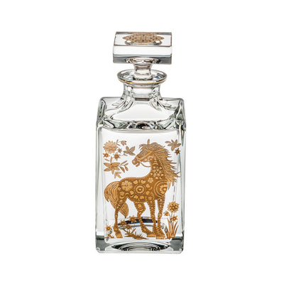 Vista Alegre Golden Whisky Decanter with Gold Horse