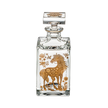Vista Alegre Golden Whisky Decanter with Gold Horse