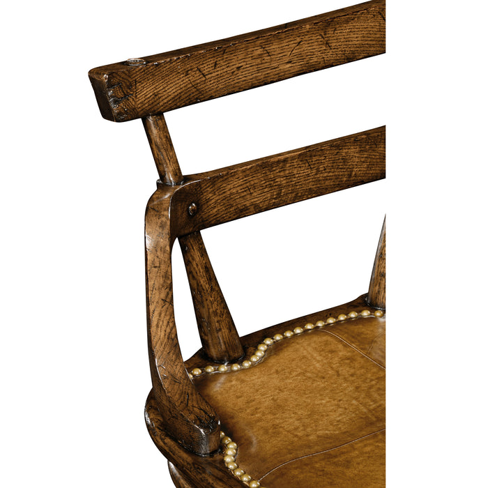 Jonathan Charles Buckingham Oak Barstool with Studded Leather Seat