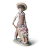 Lladro Wheelbarrow with Flowers Boy Figurine