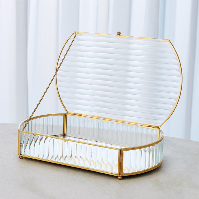 Global Views Reeded Glass Oval Box