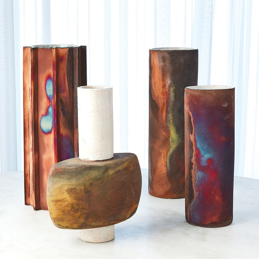 Global Views Rust Cylinder Raku Vase