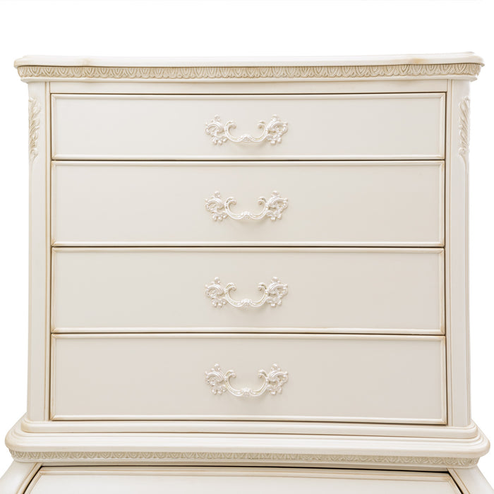 Michael Amini Lavelle Classic Pearl 6 Drawer Chest-Vertical Storage Cabinet Set