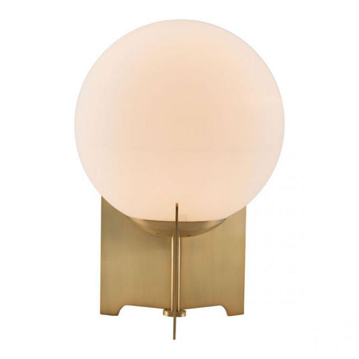 Zuo Pearl Table Lamp White & Brushed Bronze