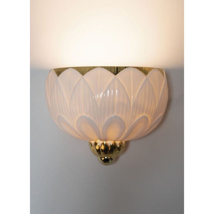 Lladro Ivy & Seed Wall Sconce White and Gold US