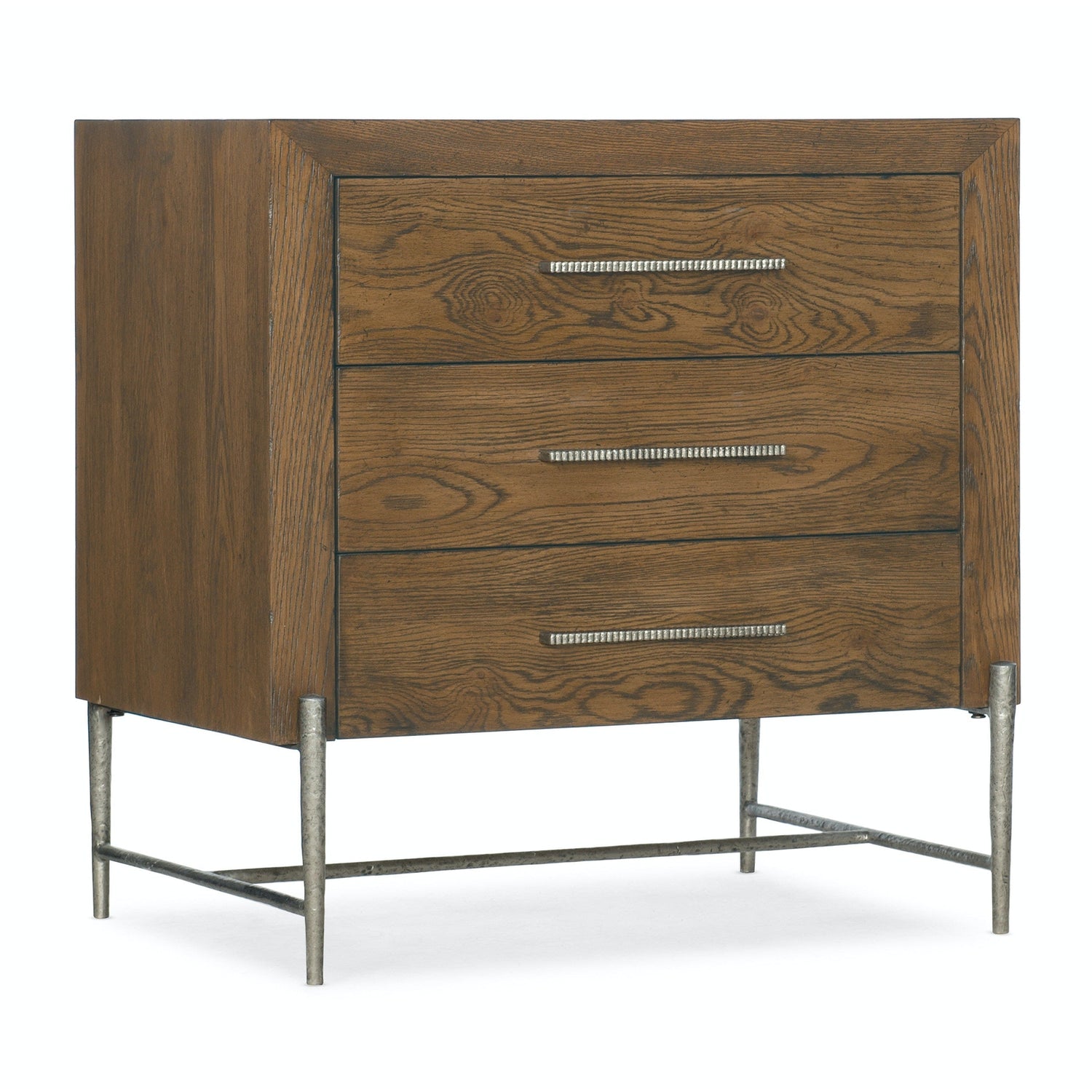 Hooker Furniture Chapman Three-Drawer Nightstand with Metal Base