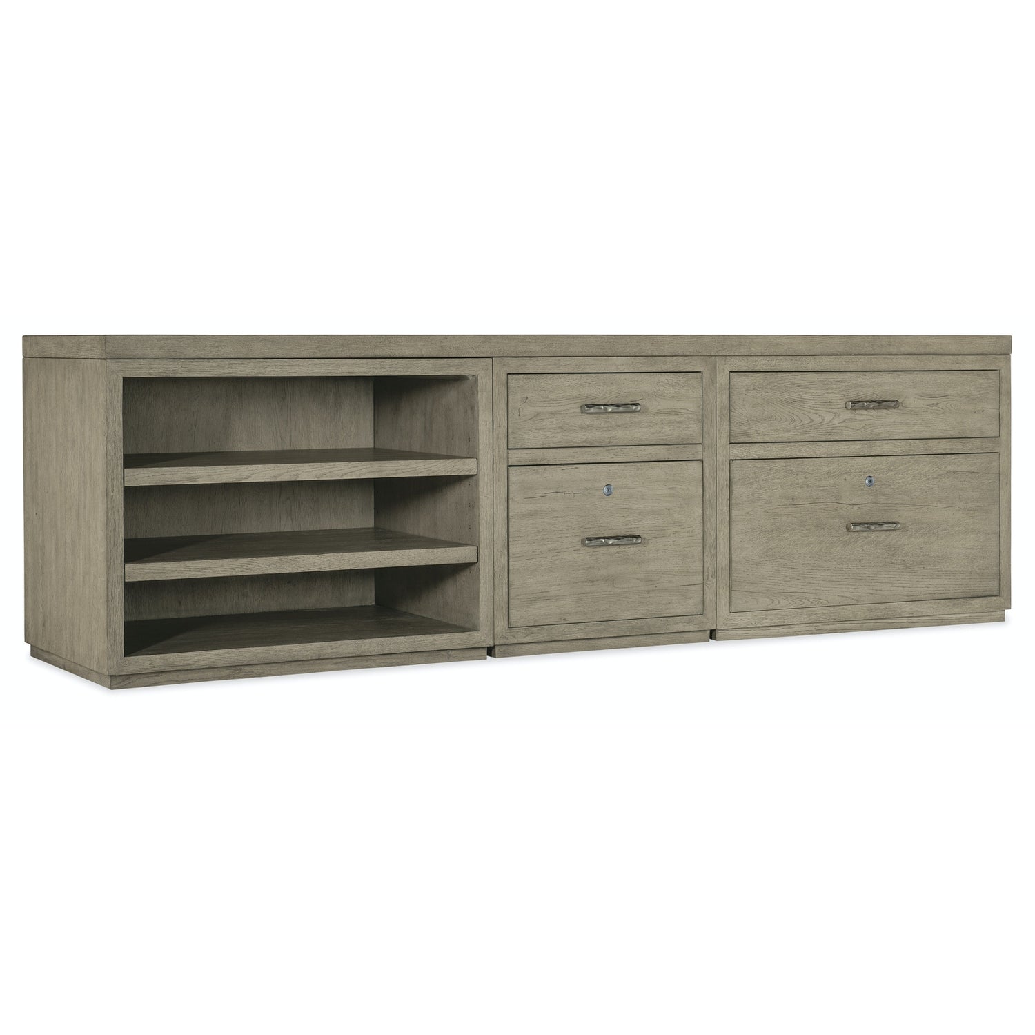 Hooker Furniture Linville Falls Credenza with Small File, Lateral File and Open Cabinet - 96"