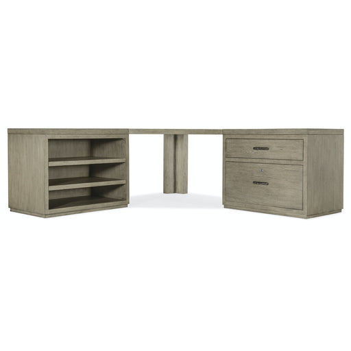 Hooker Furniture Linville Falls Corner Combo Desk with Open Cabinet and Lateral File