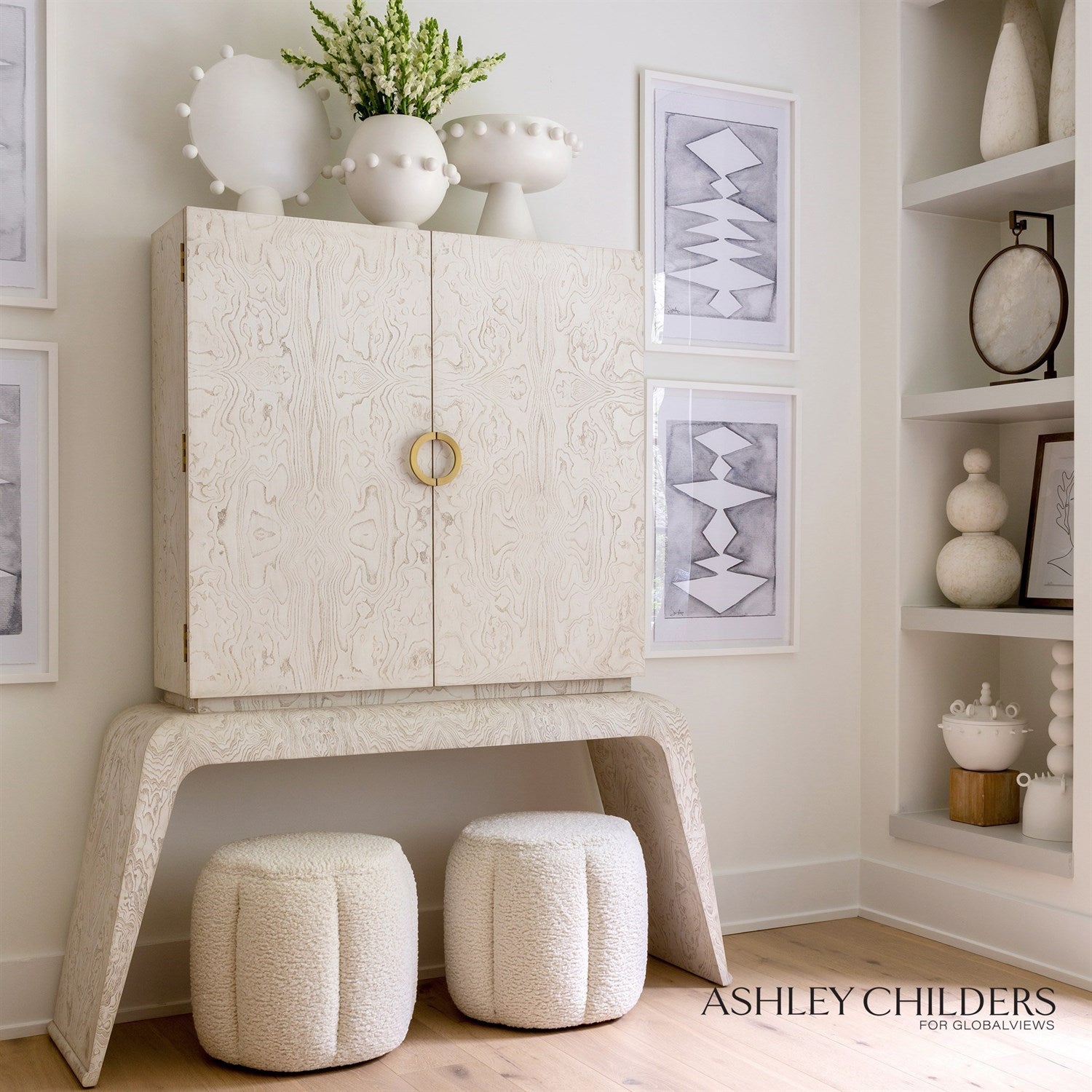 Global Views Tuffet Ottoman Sheepskin by Ashley Childers