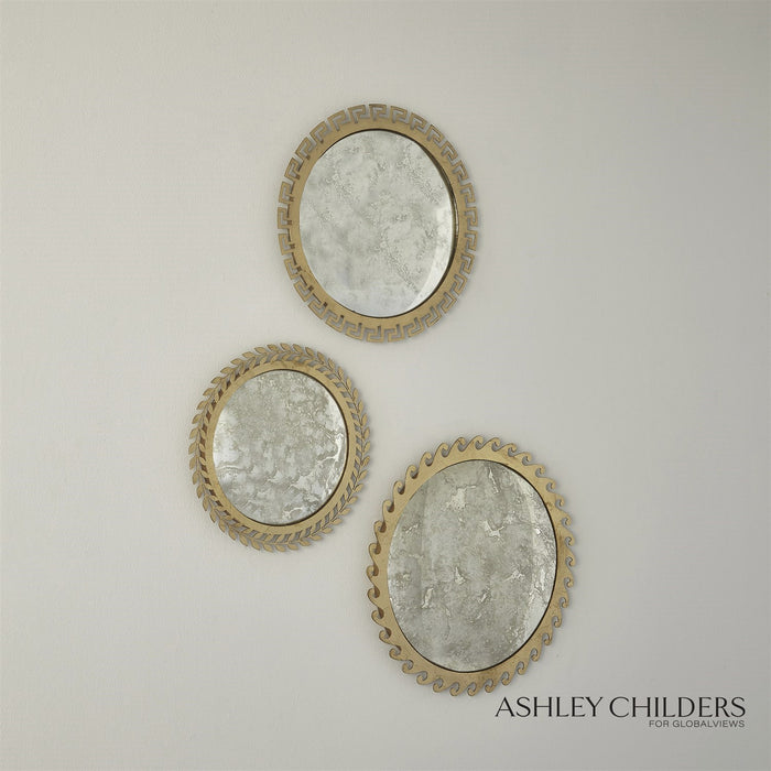 Global Views Greek Isles Mirrors-Antique Gold Leaf Set of 3 by Ashley Childers