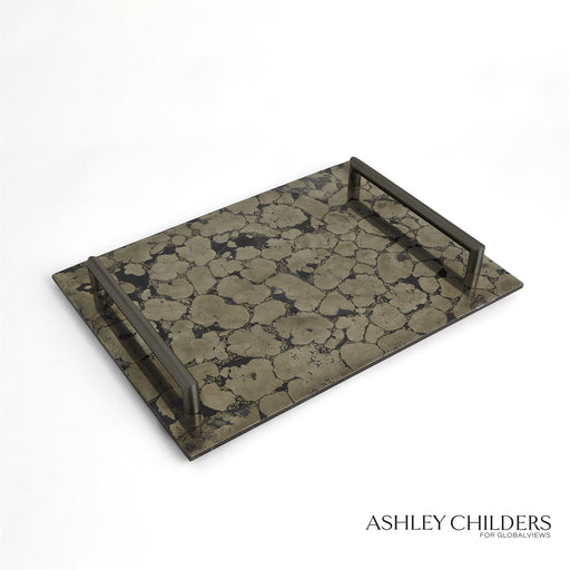 Global Views Pyrite Tray with Bronze Handles by Ashley Childers