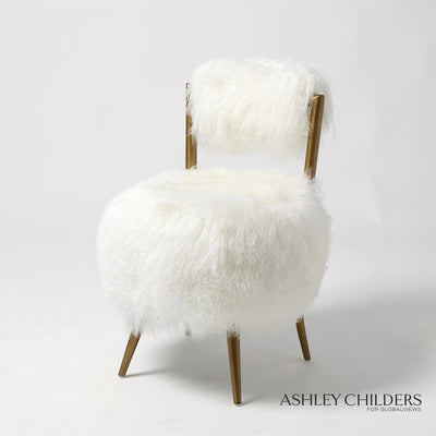 Global Views Hailey Chair-Mongolian Lamb by Ashley Childers