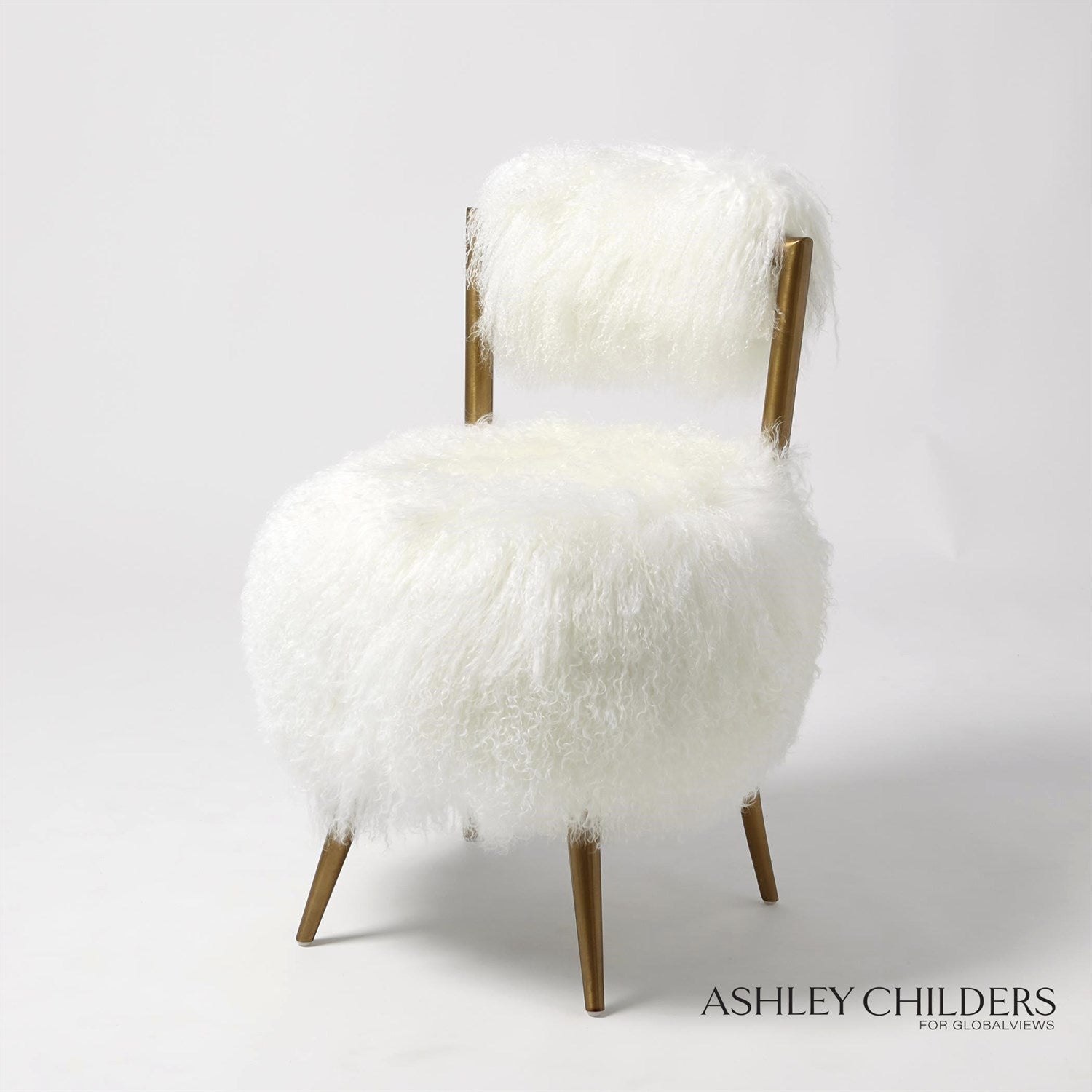 Global Views Hailey Chair-Mongolian Lamb by Ashley Childers