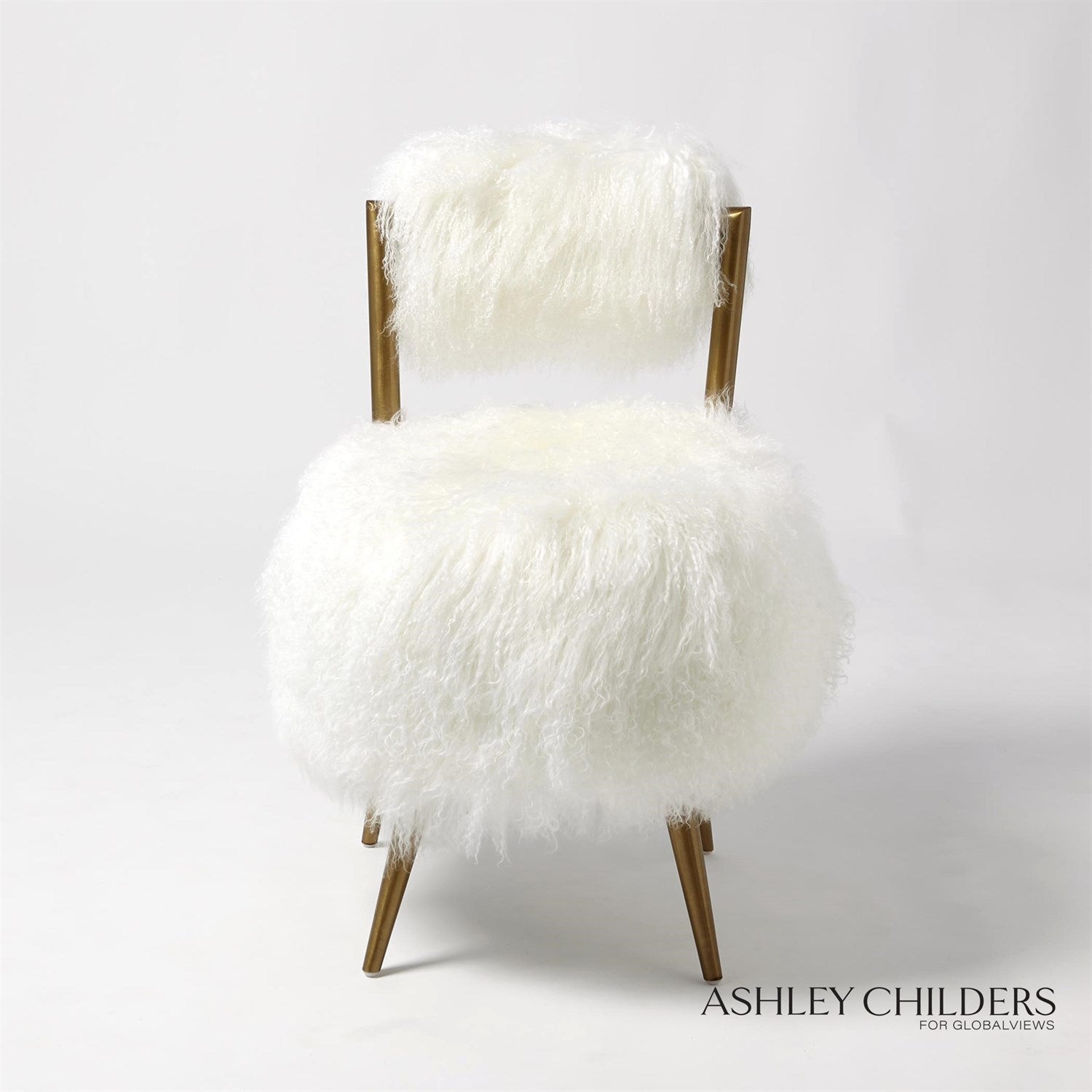Global Views Hailey Chair-Mongolian Lamb by Ashley Childers