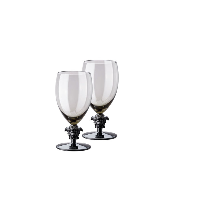Versace Medusa Lumiere Short Stem Haze White Wine Glasses, Set of 2