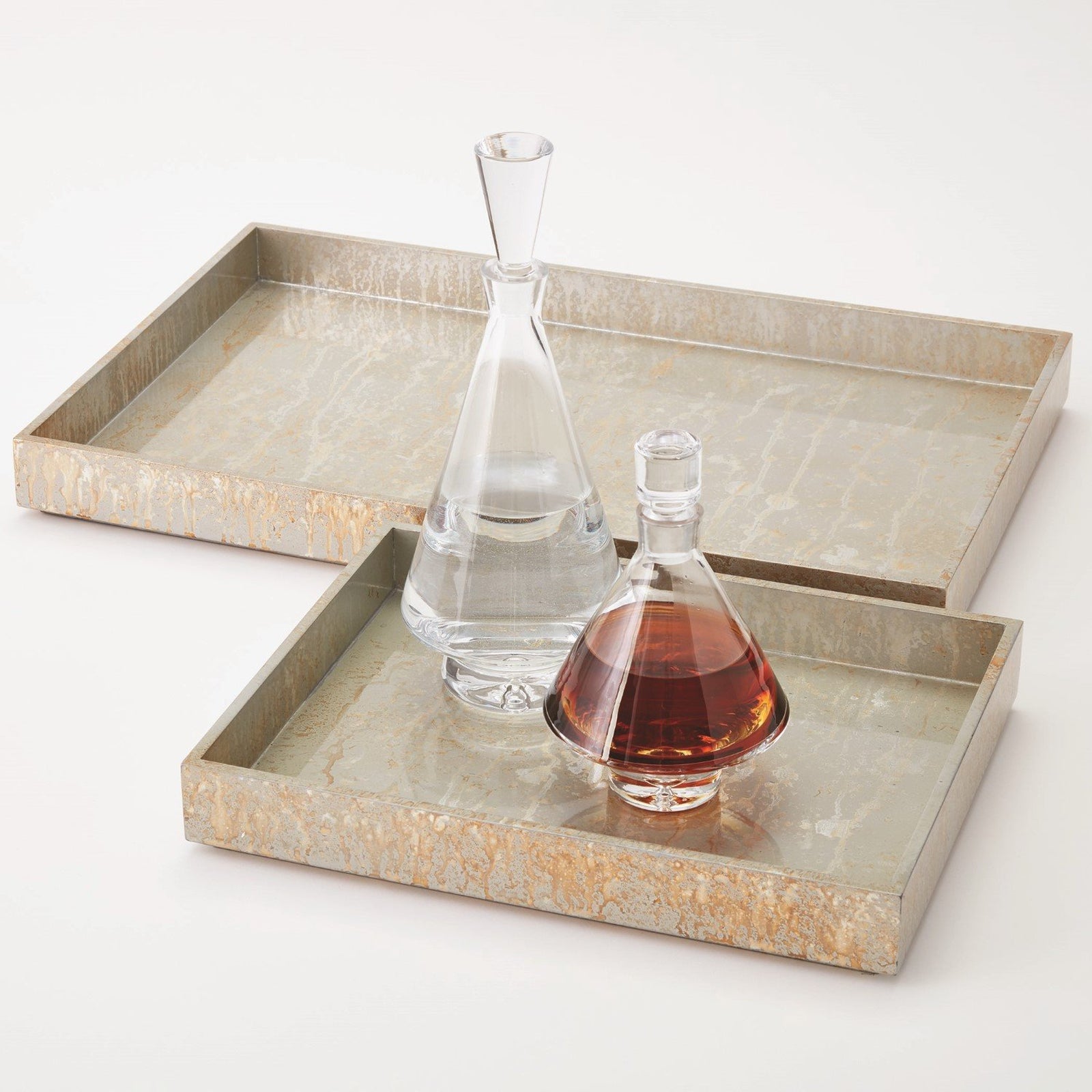 Global Views Champagne Silver Leaf Rectangle Tray