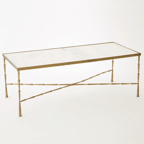 Global Views Spike Cocktail Table with Marble Top
