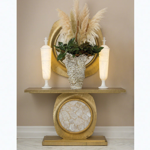 Global Views Opera Fluted Console Brass with Quartz Insert