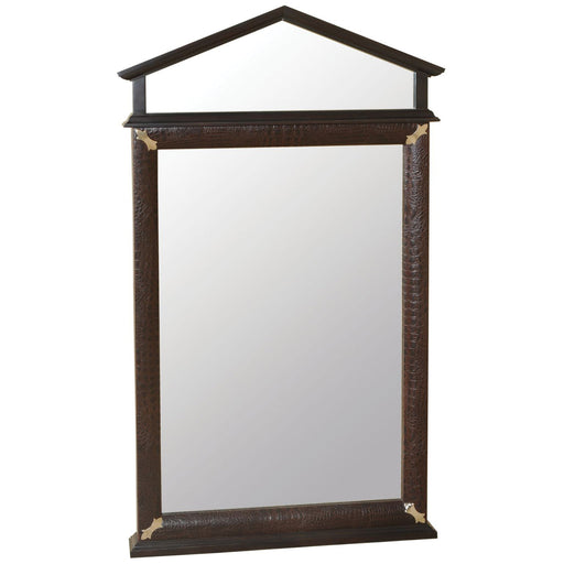 Maitland Smith Sale Mirror W/Croc Patterned Leather Inlay